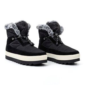 Cougar Women Vibe Black Suede Fabric Waterproof Fleece lined Winter Boots sz 10